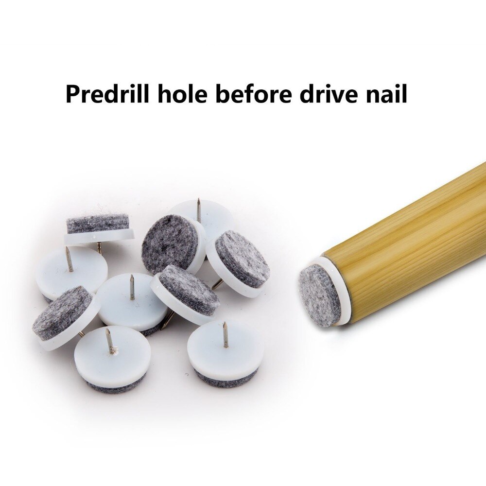 20mm dia witte vilt meubel bank stoelpoot antislip schroef vloer zilveren antislip pad nagelbeschermers 100 stuks