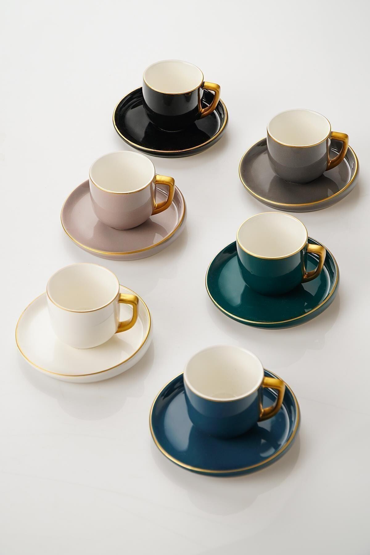 2022 Turkish Coffee Espresso 6 Person Porcelain Coffeecup Set Colorful Home