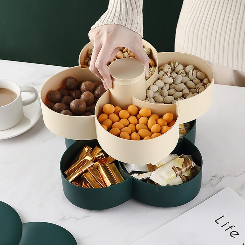 Plateau à collation en forme de fleur Double couche PP assiette de fruits secs pas facilement déformable pour Restaurant , directe,