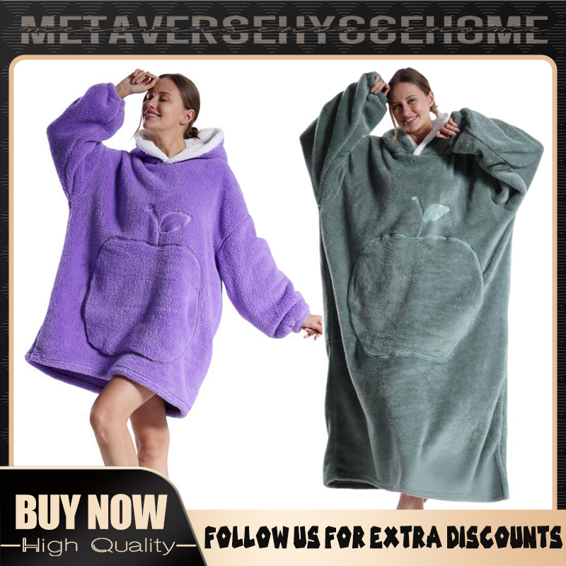 Bardzo długie koce robić noszenia Zimowy flanelowy koc z kapturem z pełnymi rękawami Mężczyźni Kobiety Przytulny miękki koc robić rzucania dla dorosłych Koc TV szata