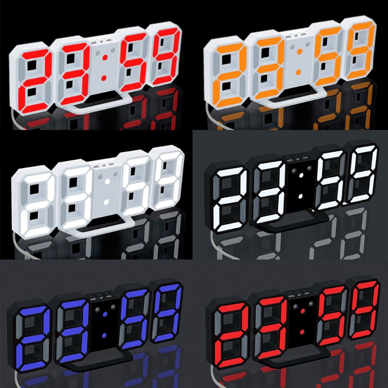 3D Morden LED Digital Wall Clock Table Desk Alarm Watch Durable Night Light Lamp for Home Office