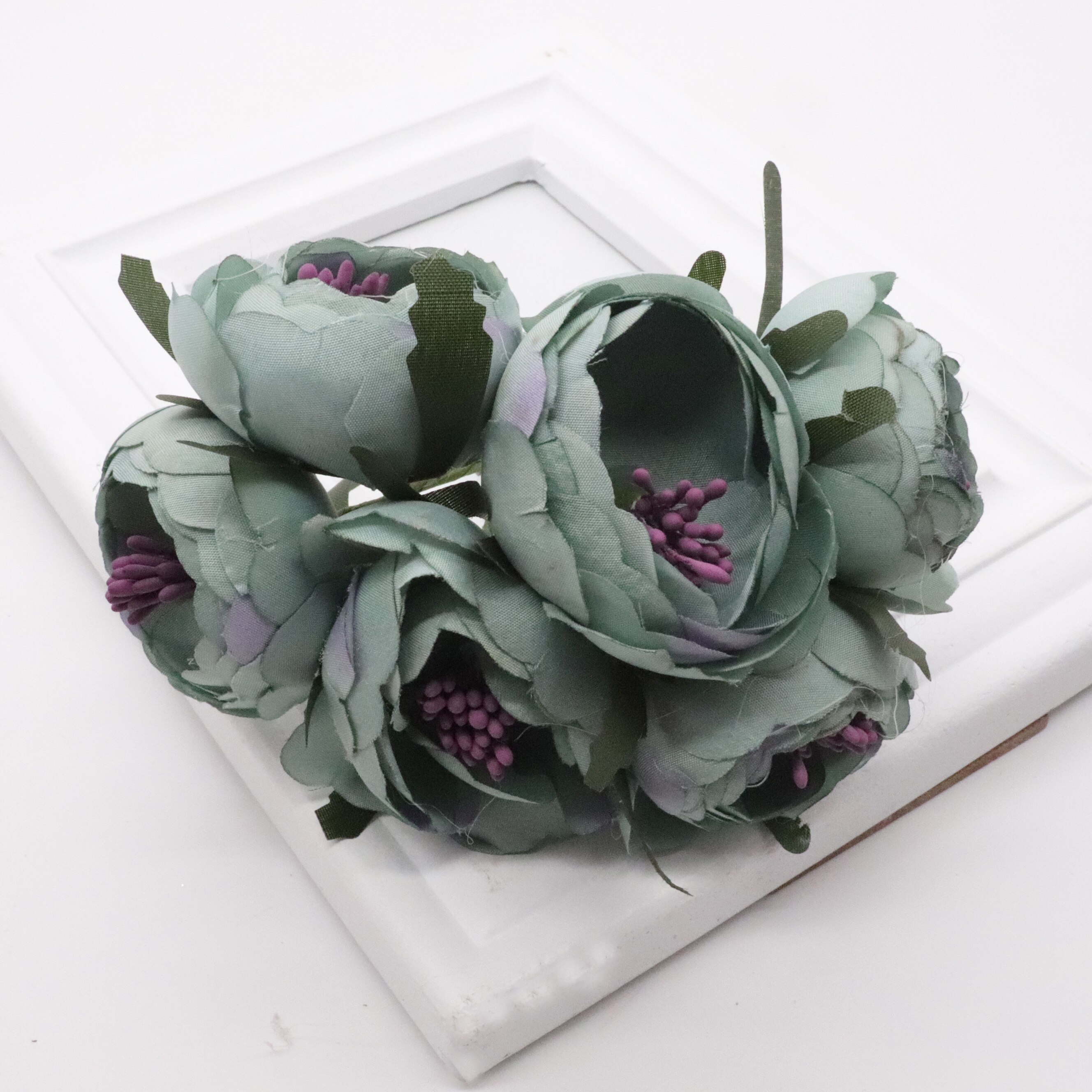 6 st/lot konstgjord ros sidenblomma pionblommor bröllopsbukett bröllop brudinredning rosblommor för gör-det-själv scrapbooking
