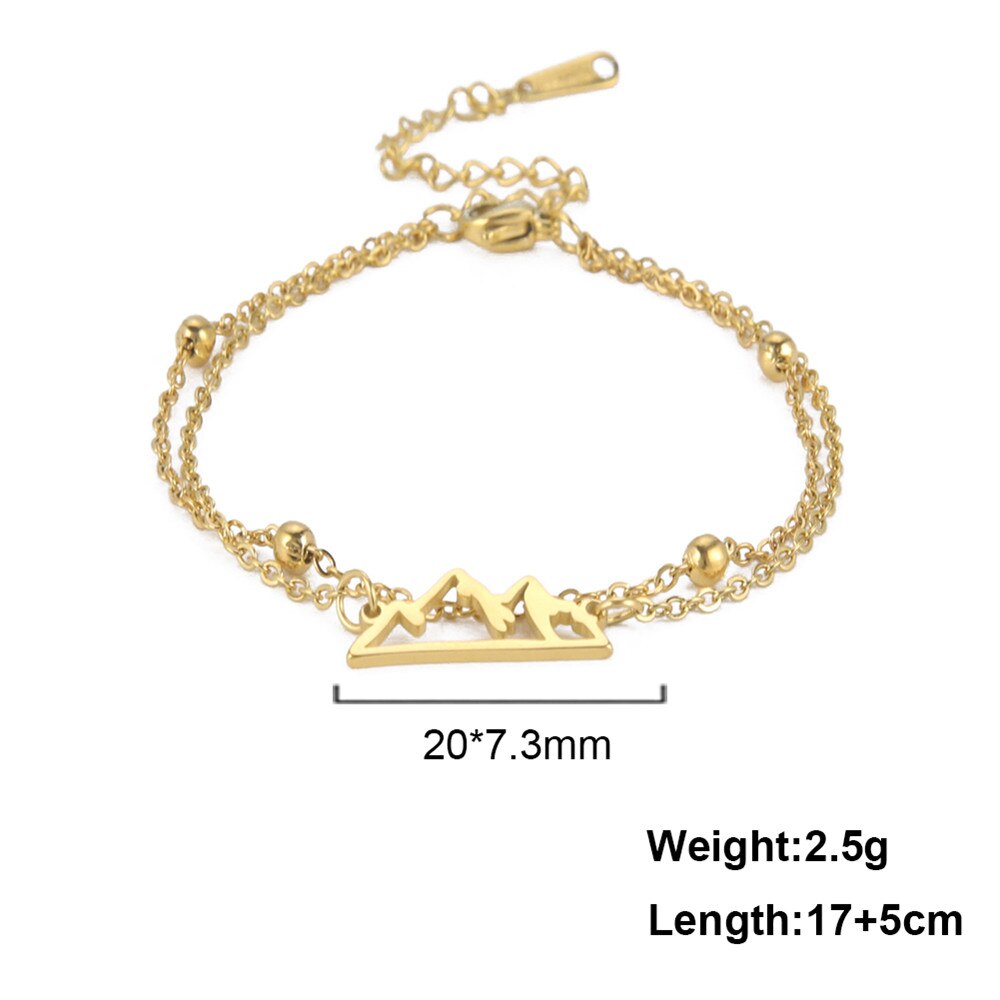 Skyrim Nette Berg Charme Armband Frauen Mädchen Edelstahl Einstellbare Kette Link Armbänder Pulsera Schmuck 2022: Double Chain Gold