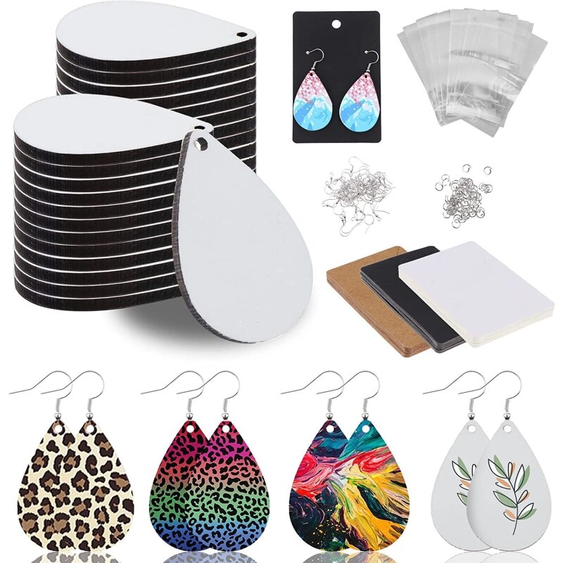 90 Kit Earring Blanks MDF Sublimation Printing Earrings for Christmas Valentine Mother Halloween Day Making DIY Project