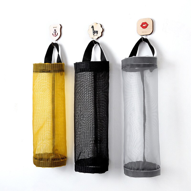 Købmandsposeholder væghængt opbevaringspose dispenser affaldsposer opbevaring organizer taske køkken organizer plastikposer holder