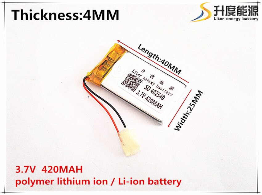 3.7V 420mAh 402540 Lithium Polymer Li-Po li ion Rechargeable Battery cells For Mp3 MP4 MP5 GPS PSP mobile bluetooth