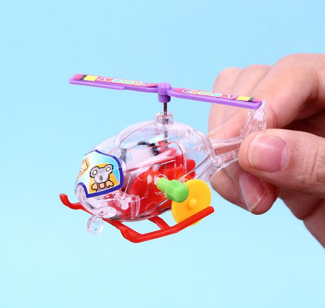 Novelty Pocket clockwork toy transparent mini plane Aircraft Wind Up Toy Colorful Baby Funny Plane Toys