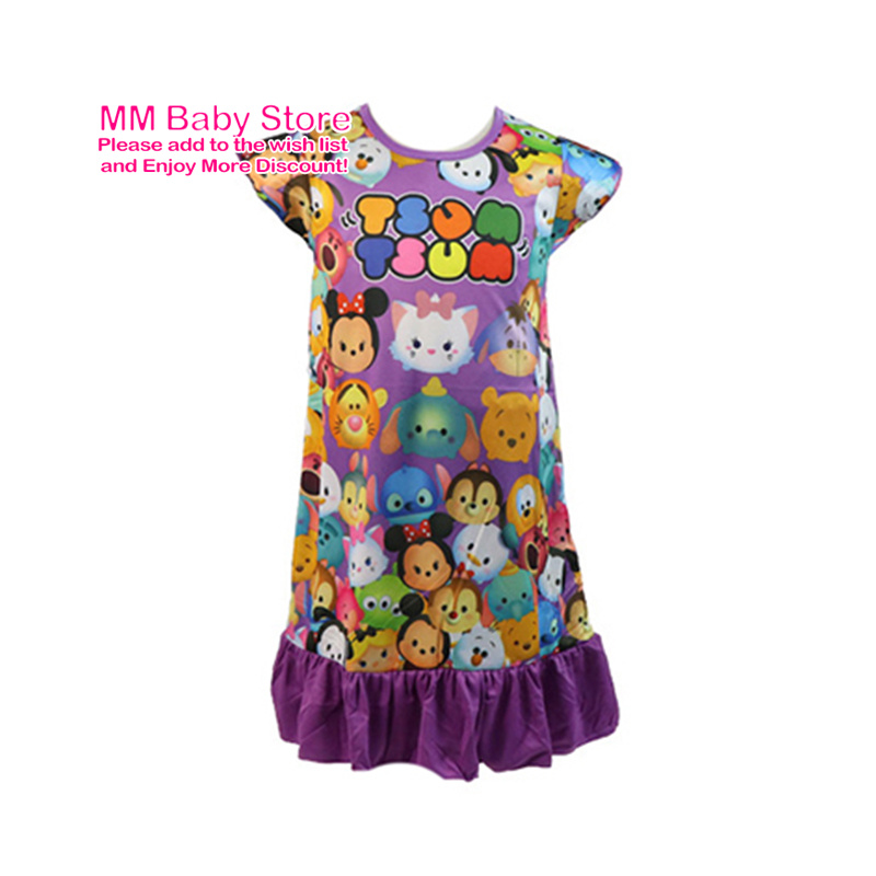 Kids Meisjes Nachthemd Zomer Cartoon Print Korte Mouw Nachtjapon Kinderen Casual Nachtkleding Gewaad 3-9Years