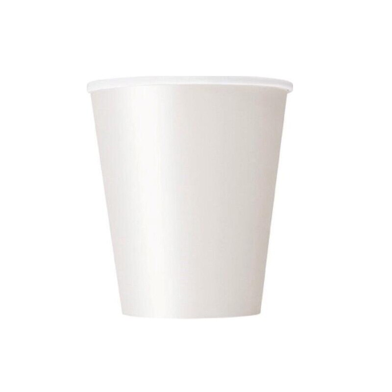20 stk merke papirkopper 9oz ensfargede papirkopper bursdagsfest servise catering engangs tykk farget: Hvit