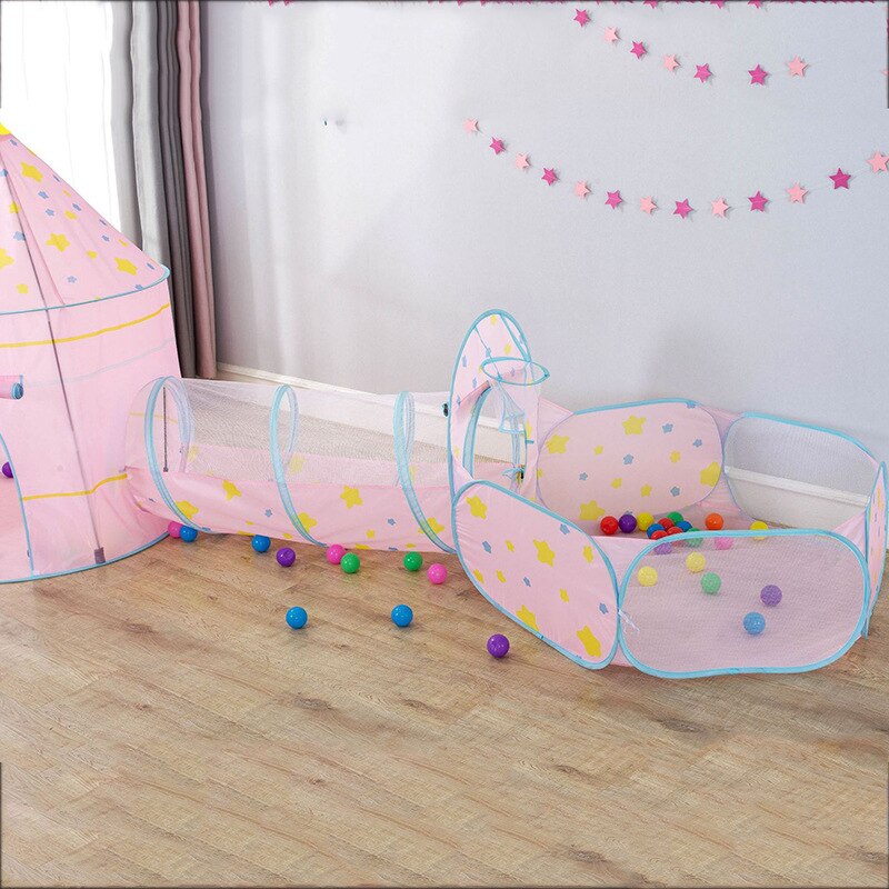 Draagbare 3 In1 Baby Tent Kid Kruipen Tunnel Spelen Tent Huis Bal Pit Pool Tent Voor Kinderen Speelgoed Bal Zwembad oceaan Bal Houder Set