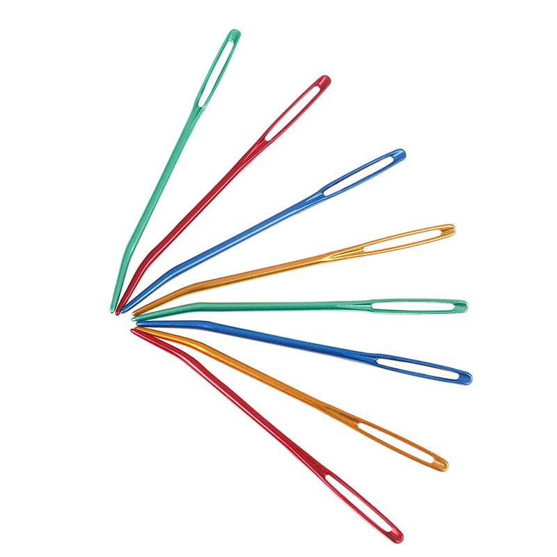 2Pcs Aluminum Bent Tip Tapestry Darning Knitting Needles Needlework Crafts Sewing Bent Needle Big Eye Yarn Knitting Needle