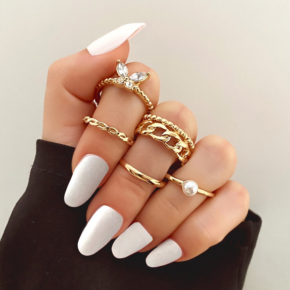 Ifmia 2022 Trend Goud Kleur Ronde Hollow Geometrische Ringen Set Voor Vrouwen Mode Cross Twist Open Ring Joint Ring Vrouwelijke sieraden: IF24211685