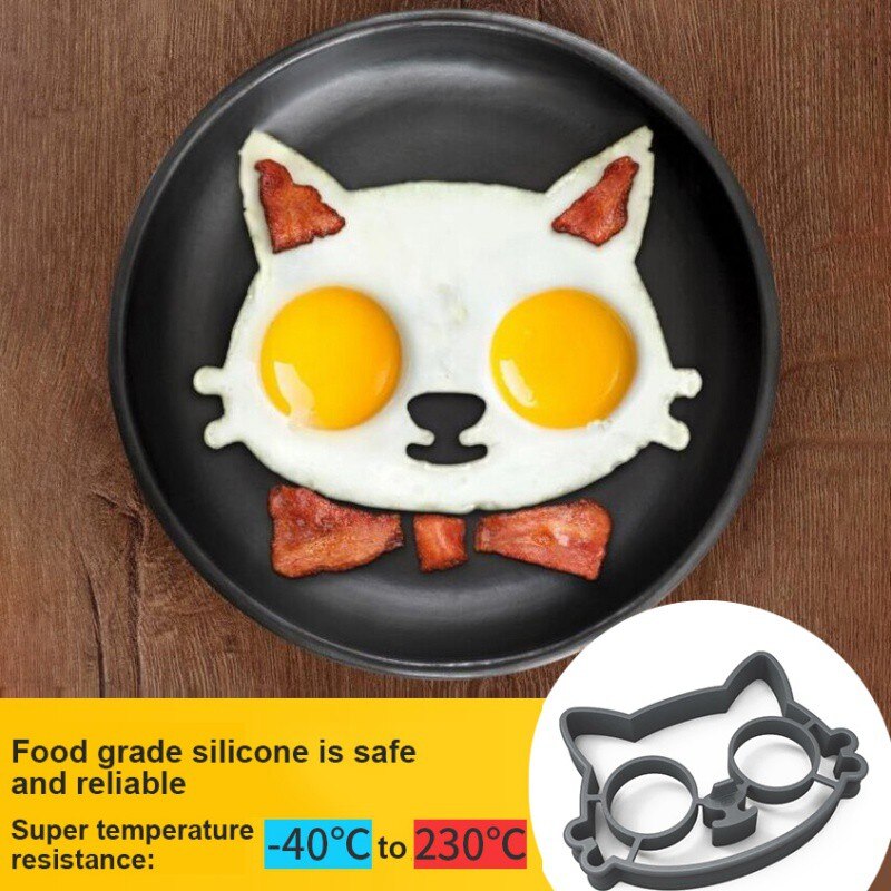 Silikone kat ansigt stegt æg forme pandekage madlavning værktøjer morgenmad æg skabelon køkken madlavning gadgets stegte æg værktøjer