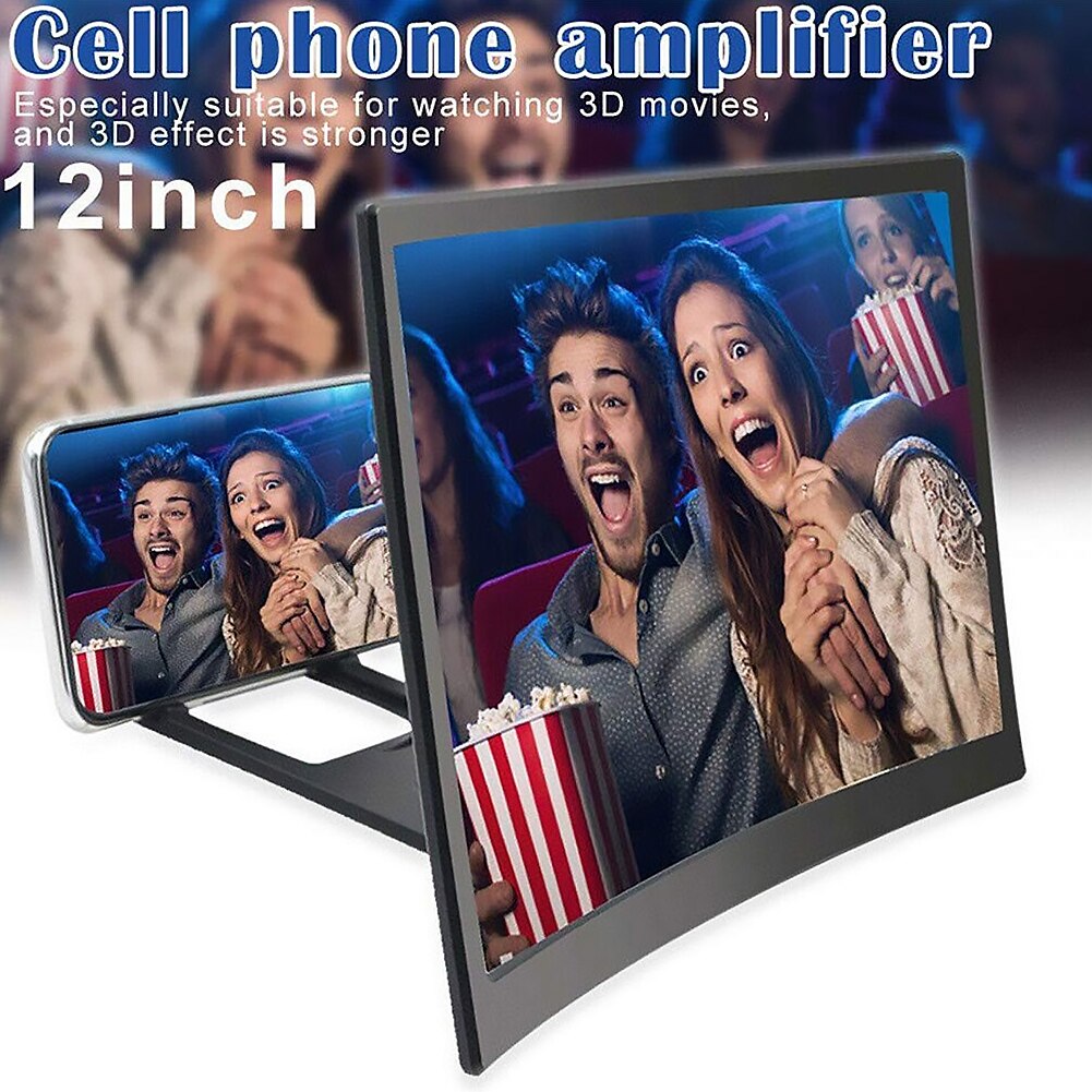 12 inch 3D Curved Mobile Phone Screen Amplifier HD Video Magnifier Stand Enlarge Bracket Portable Universal Smartphone Holder