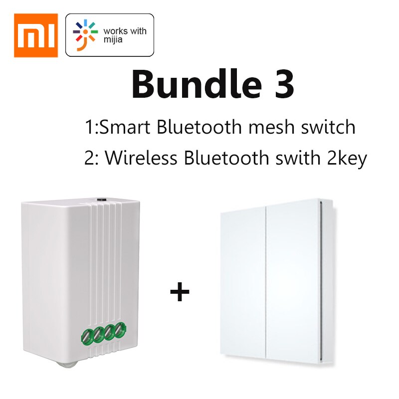 Xiaomi Mijia APP Smart Bluetooth Mesh On-Off device Smart Remote Control Light Switch No Line Modification With Timing Function: Bundle 3