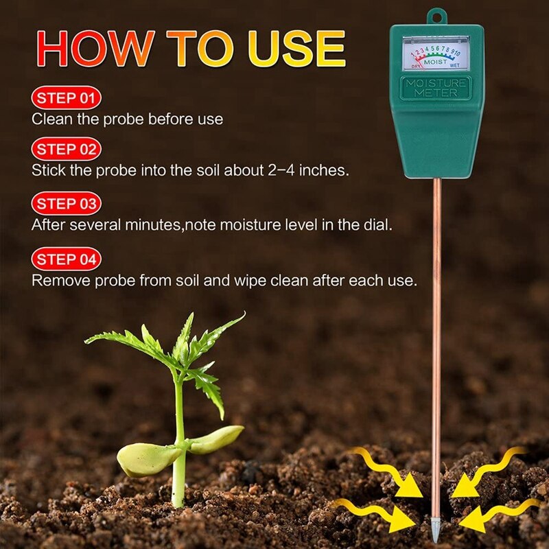 TOP Soil Moisture Meter, Soil Test Kit for Gardens, Soil Moisture Sensor Meter Long Probe, Yard Moisture Meter,1 Pcs