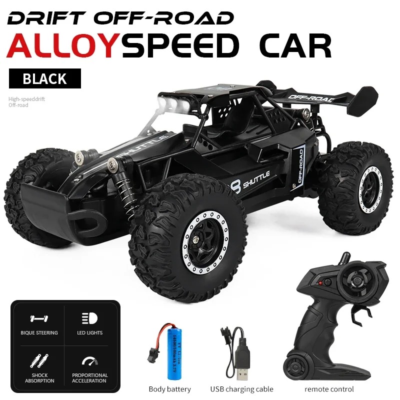 RC Auto 1:16 2WD met LED Licht 2.4G 20 KM/H Hoge Snelheid Off-Road Klimmen Afstandsbediening auto Speelgoed Cadeaus voor Jongens Meisjes Kinderen