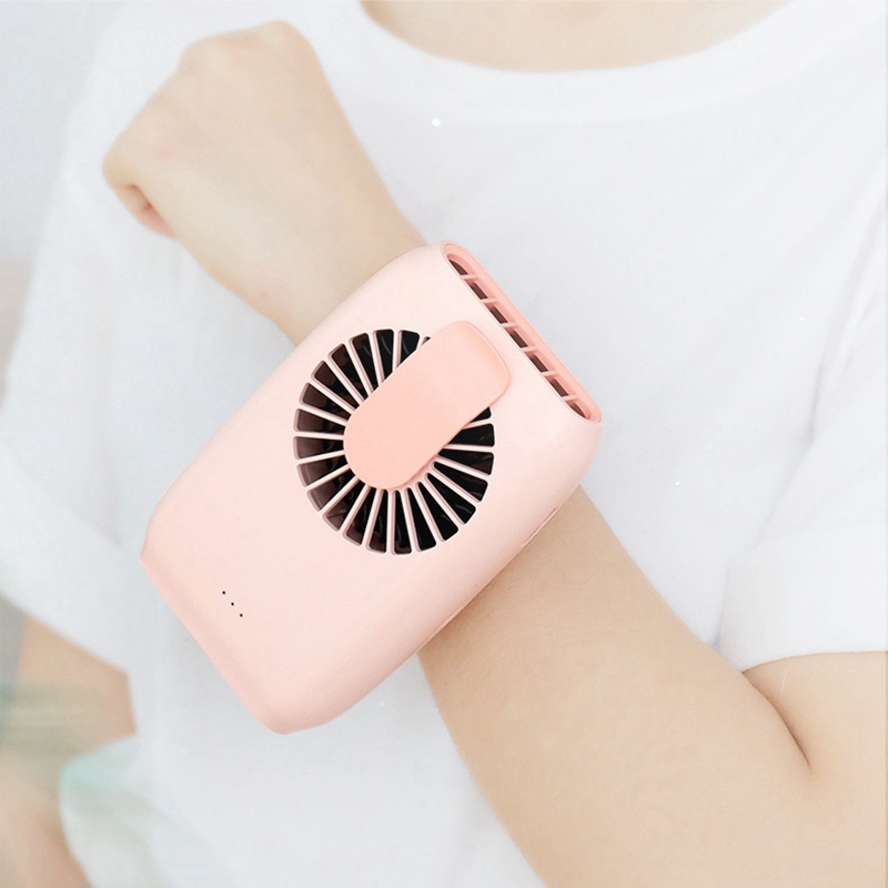 Tragbarer mini-ventilator mit gürtelclip, usb-wiederaufladbar, mit aufhängeschnur und powerbank
