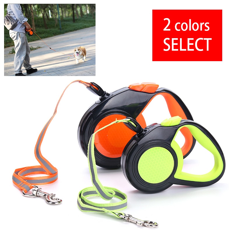 3/5/8M Retractable Dog Leash Reflective Nylon Pet Leads Extending Walking Dog Traction Rope Outdoor Pet Running Safety Rope
