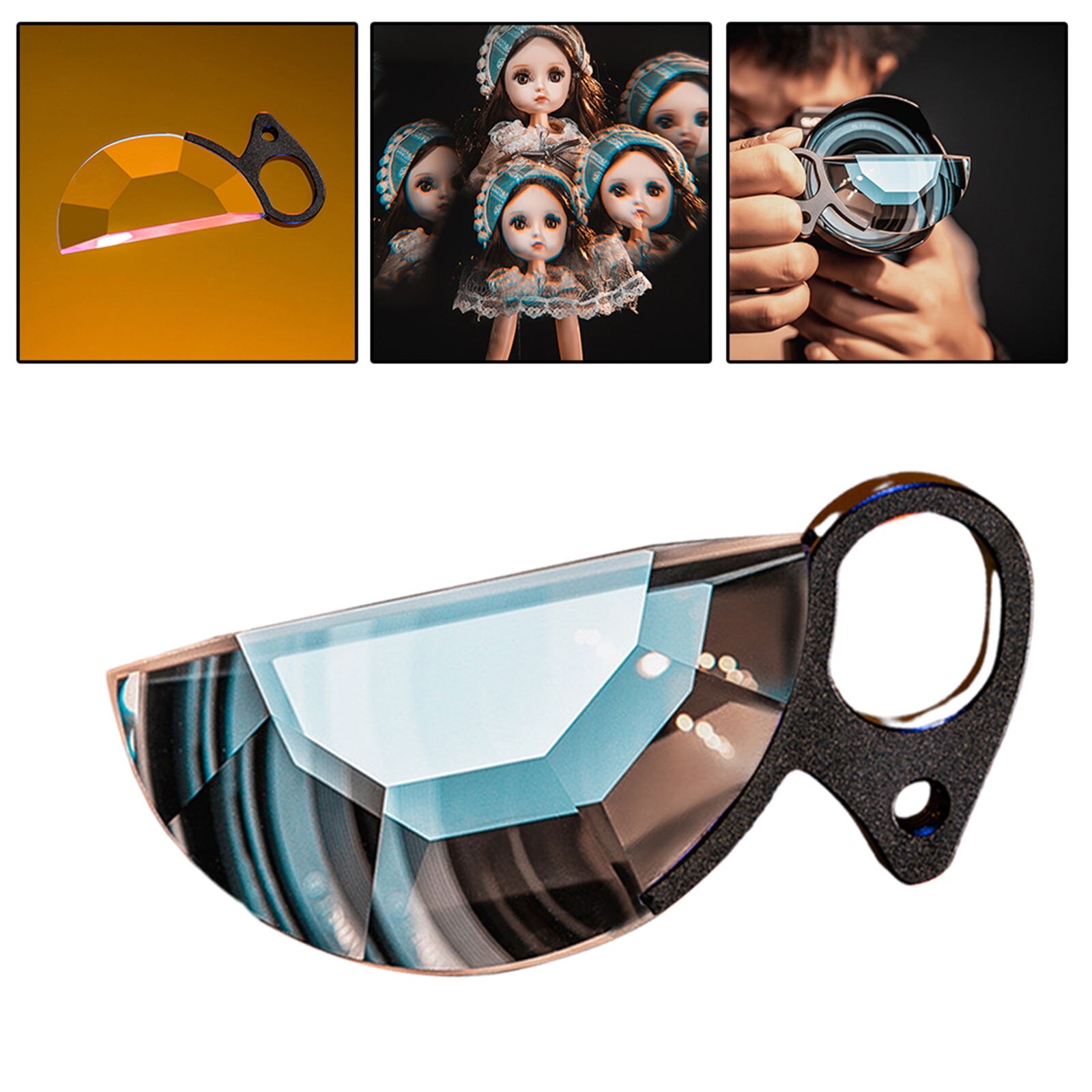 Filtro de lente de cámara semicírculo de mano, Prisma de vidrio óptico, múltiples refracciones FX, accesorios de cámara fotográfica de vídeo SLR