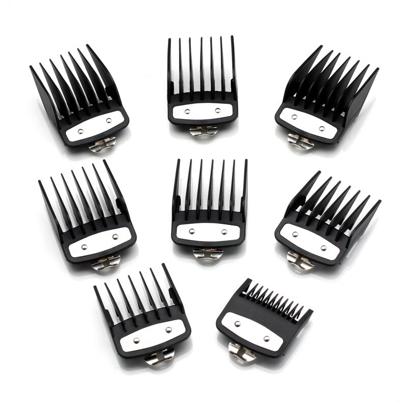 8 sizes of guide comb sets with a box metal combs spare parts hair clipper limited combs metal clip set