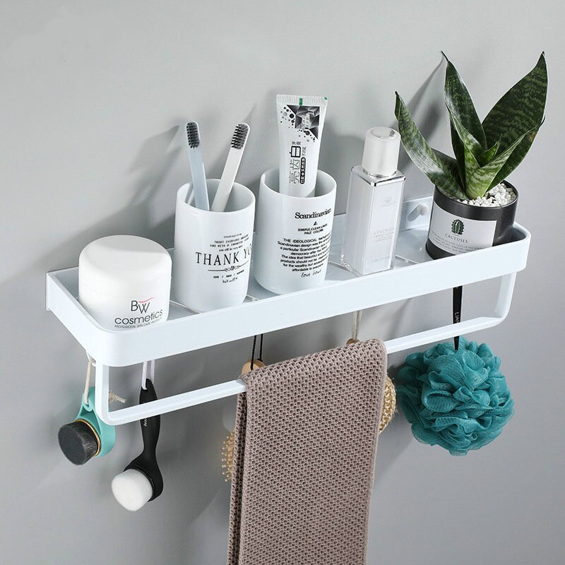 Witte Ruimte Aluminium Badkamer Planken Enkele Tier Rack Shampoo Plank Keuken Plank Badkamer Rack