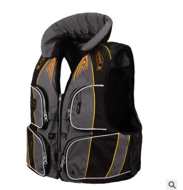 Men and women Marine life jackets EPE foam High buoyancy life jacket big pocket fishing vest life vest 400D: Gray