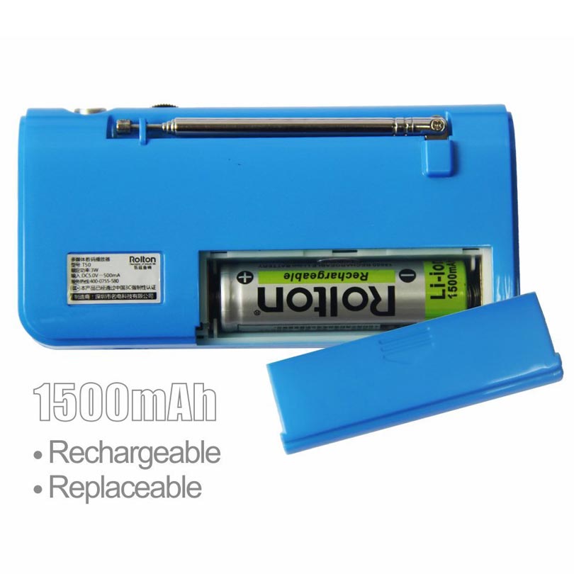 Rolton T50 TF Card Speaker Portable World Band Radio FM/AM/SW Mp3 Speaker WAV Music Player And Flashlight for PC iPod Column