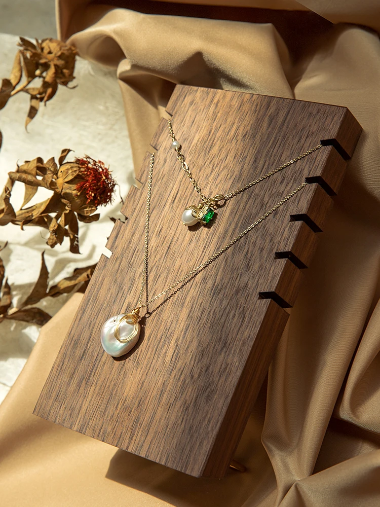 Walnut Jewelry Display Stand Necklace Display Stand Wooden Multiple Pendants Easel Showcase Display Holder for Necklaces