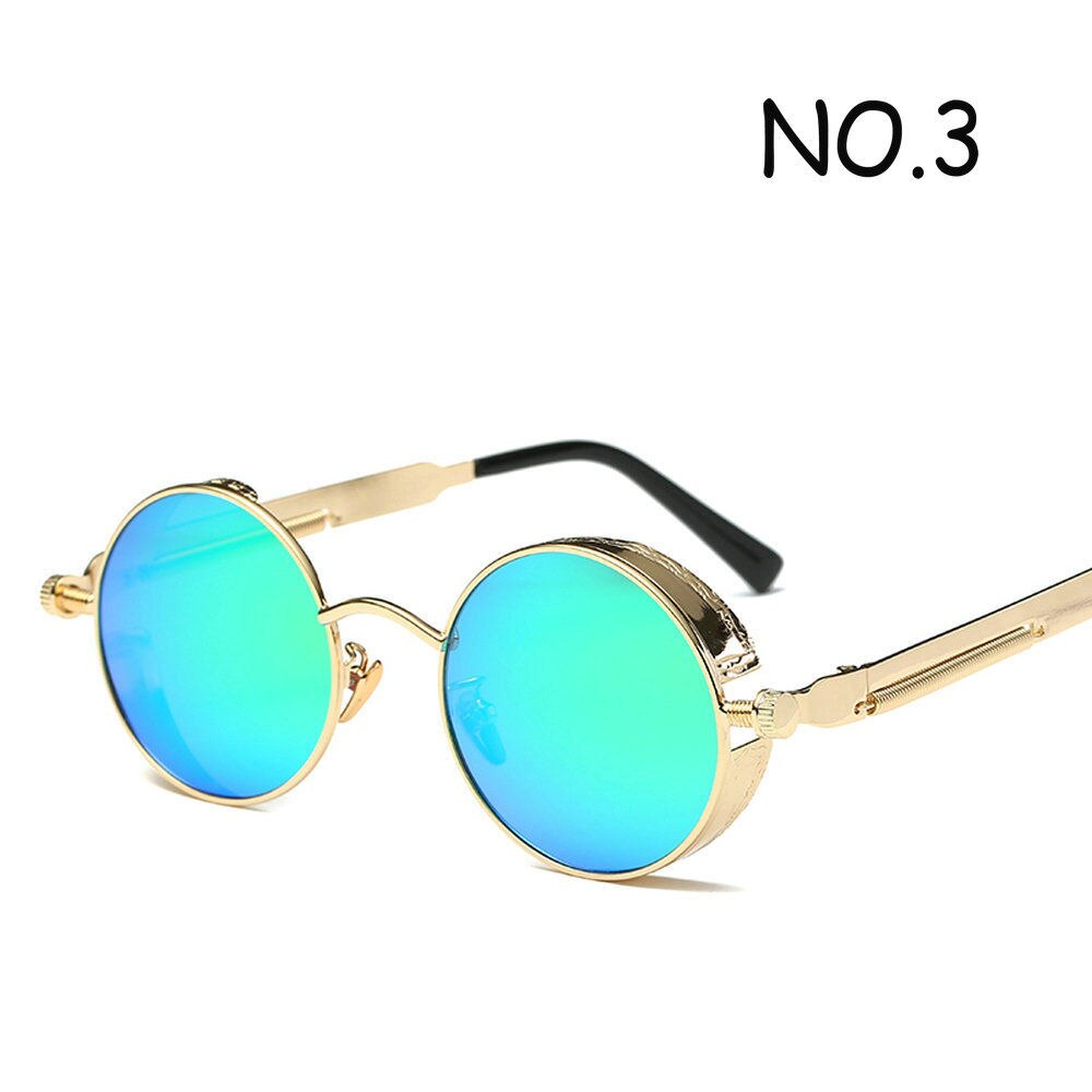 Vintage Retro Polarized Steampunk Sunglasses Metal Round Mirrored Eyewear Men Circle Sun Glasses UV400