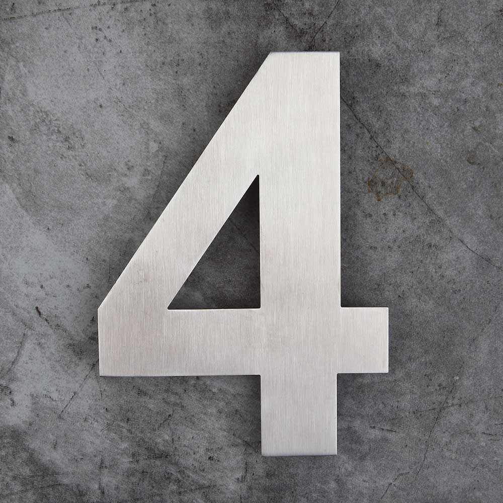 10 Inch Extra Large Floating House Numbers Door Sign Mounted, Stainless Steel 18-8 Brushed Nickel: Number 4
