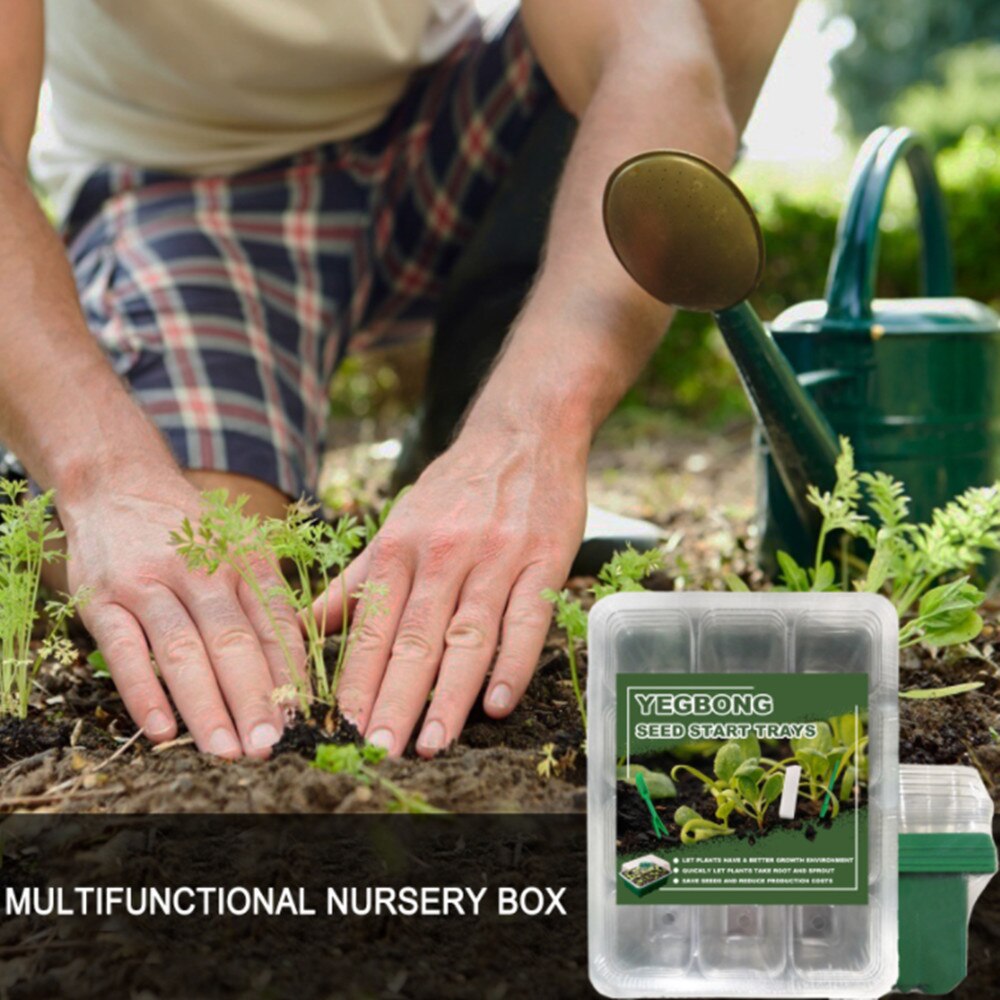 Plant potted seedling set 12 Holes Plastic Nursery Pot Seed Grow Planter Box Greenhouse Seeding Garden Seed Pot Tray With Lids