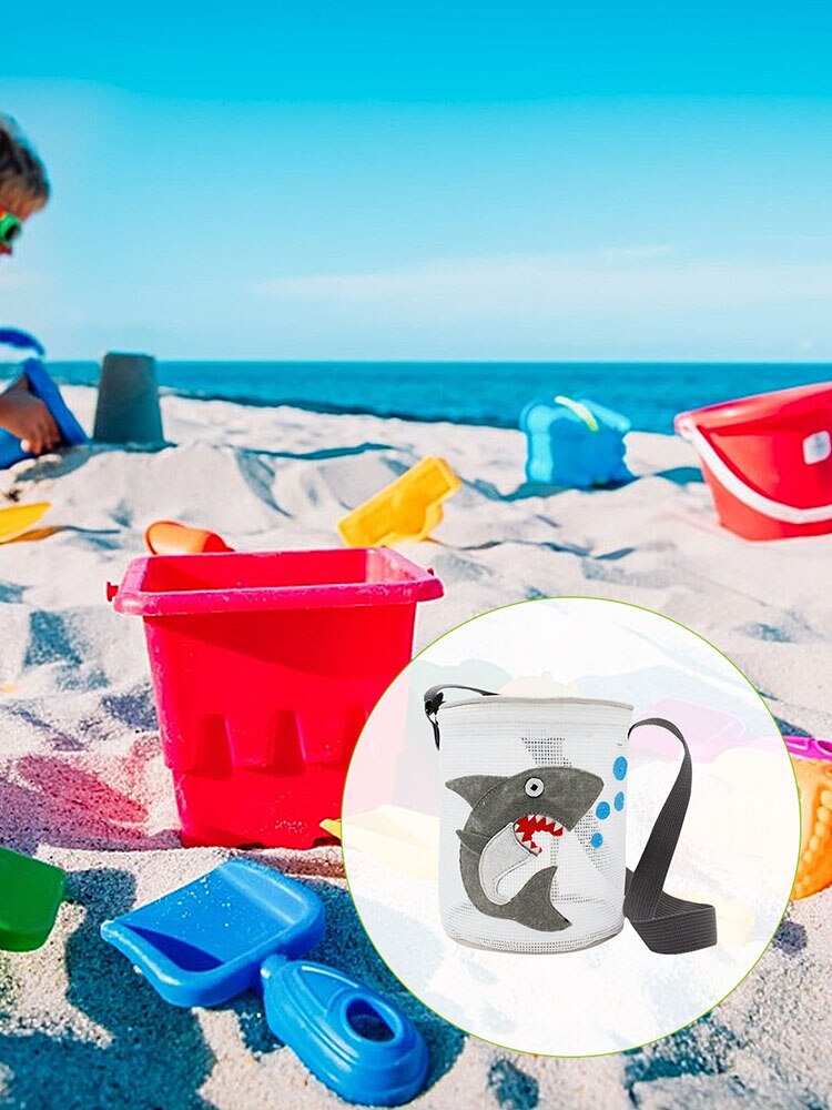 Mesh Beach Bag Tote Pouch Organizer per bambini Beach Travel Toy Organizer varie cerniera a rete e tracolla regolabile