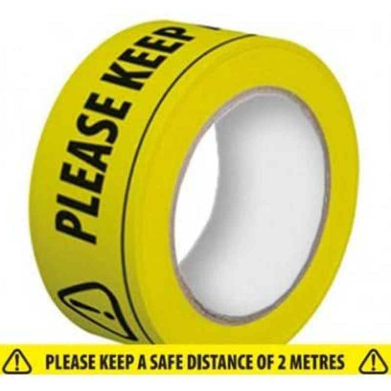 Please Keep A Safety Distance of 2 Meters Floor Tape 33m x 48mm Distancing Safe Sticker for Supermarket Hospital
