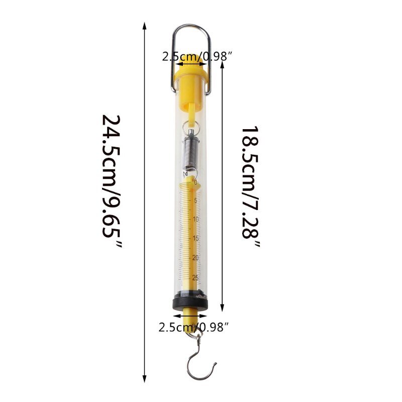 Newton force meter Max Capacity 25N Plastic Tubular Spring Scale Dual Scale Labeled for Physical Experiment 40JE