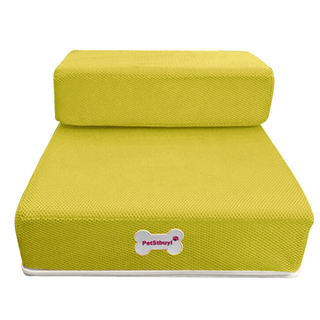 Escalera plegable de malla transpirable para mascotas, cama desmontable para mascotas, rampa para perros, aerodinámico de 2 escalones, perfecto para almacenamiento #4: YELLOW