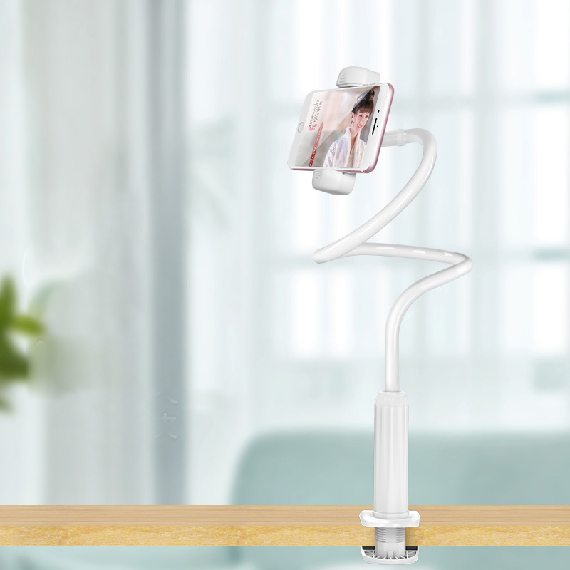 Universal 360 Rotating Flexible Arm Phone Holder Desktop Bed Lazy Tablet Clip Bracket Mobile Stand Support For iPhone Samsung: White 1