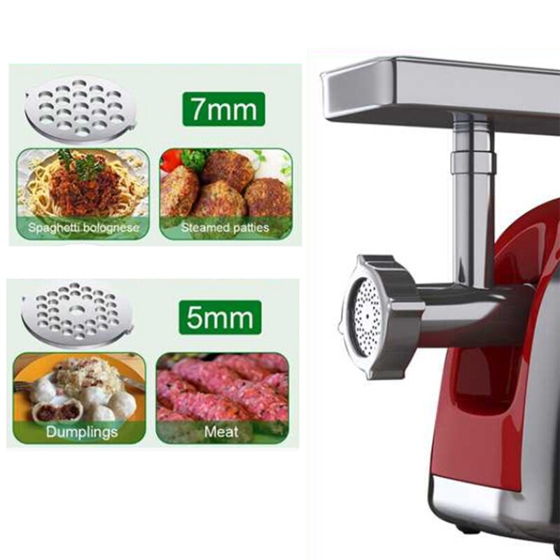 Meat Grinder Attachment, Mincer Plate Disc Knife 5mm and 7mm, Hole Meat Grinder Parts, Kitchen Appliance (2 PCS)
