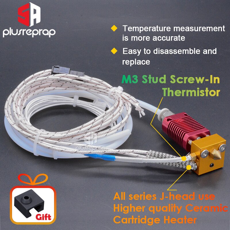 Ender-Juego de bloques de calor de aluminio para impresora 3D, kit de termistor o calentador de aluminio y acero inoxidable para impresora 3D con boquilla de latón de 0.4mm y 1.75mm, Ender-3/CR10/CR10S