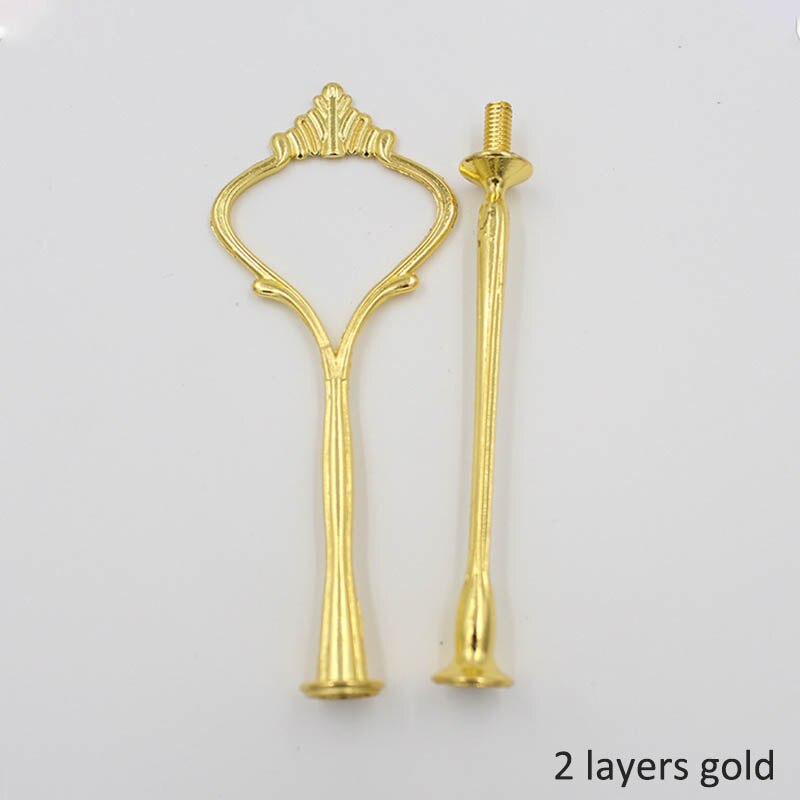 Juego de utensilios de cocina de aleación de Zinc, de corona, herramientas de decoración de pasteles multifunción, soporte para pasteles, frutas, suministros para colocar: 2 layers gold