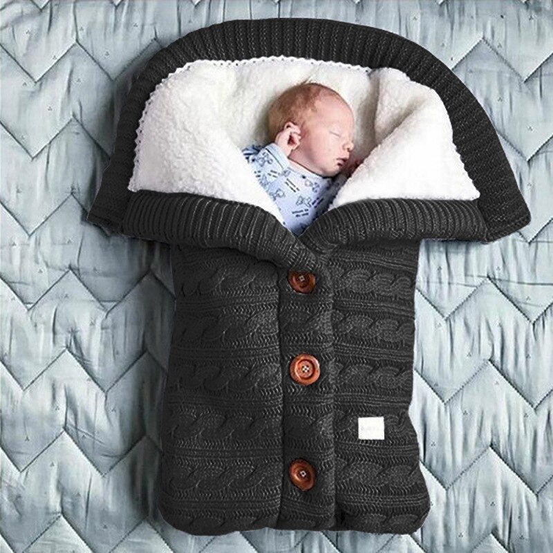 Baby Baby Winter Warme Slaapzakken Zachte Dikke Fleece Button Knit Inbakeren Deken Meisjes Jongens Kinderwagen Wraps Baby Accessoire: 5