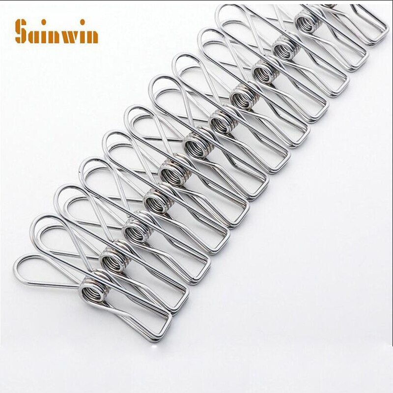 Sainwin roestvrijstalen wasknijpers, handdoekklemmen, sokkenklemmen, broekklemmen, kledingklemmen, ondergoedklemmen, kleine metalen clips voor hangers.