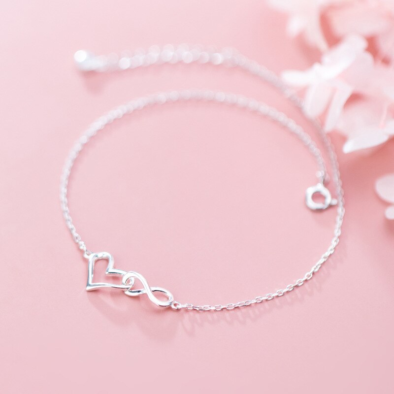 MIQIAO 925 Sterling Silber Herz Geformt Fußkettchen frauen Armbänder Auf Bein Weiblichen Liebe Fuß Kette Schmuck Länge 21,5 CM