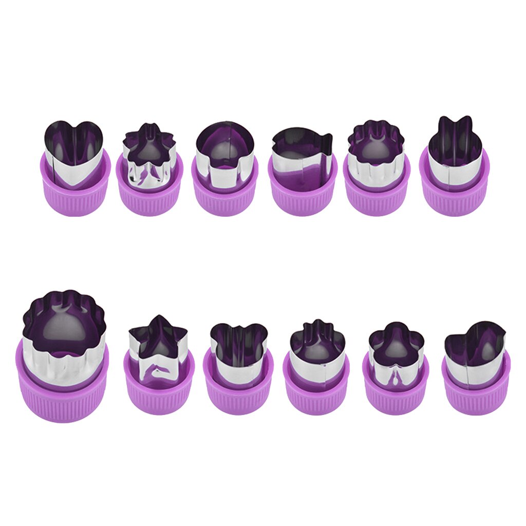 Set Van 12 Cookie Cutters Sandwiches Fruit Cutter Vormen Set Rvs Koekjes Cutter Vormen Mould: Purple