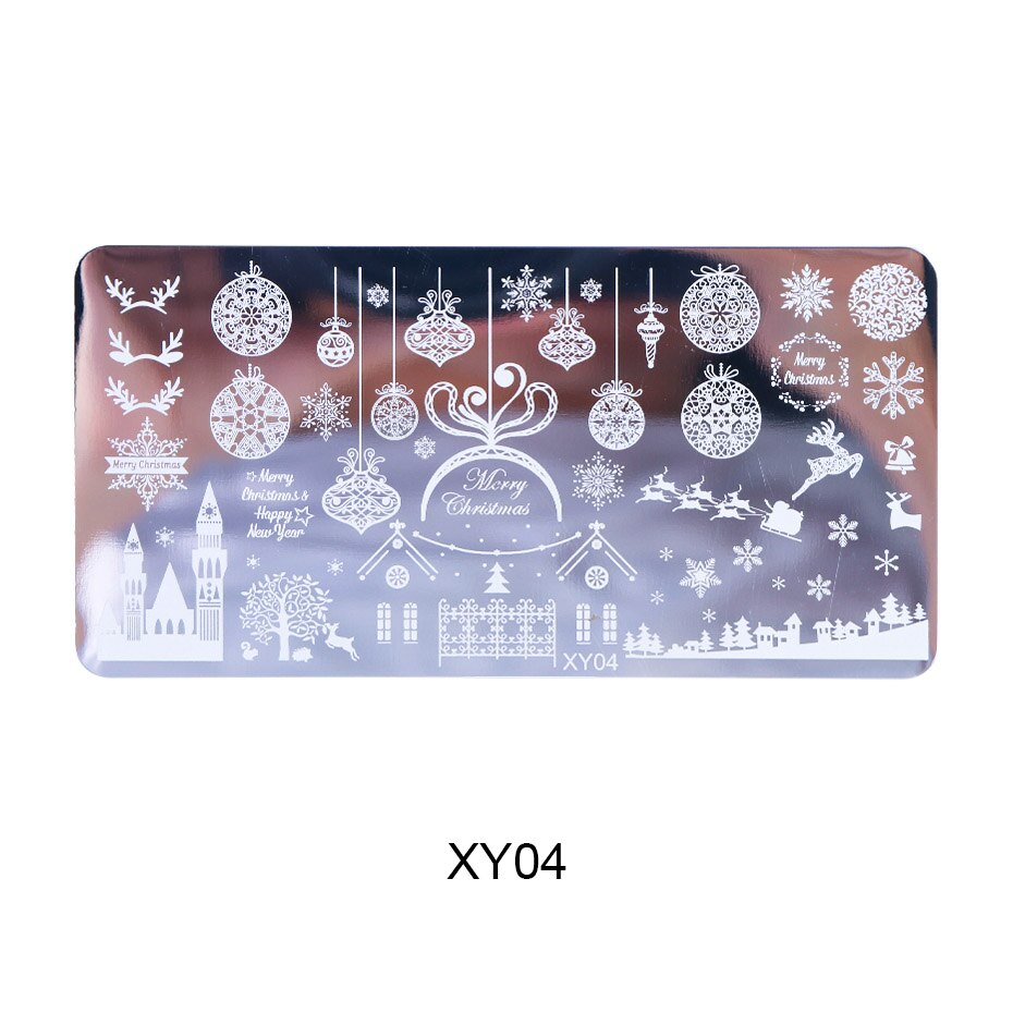 1 stk jule nail art stempling plater snøflak bokstaver blader negle stempel maler polish sjablonger manikyr trxy 01-08: Xy04