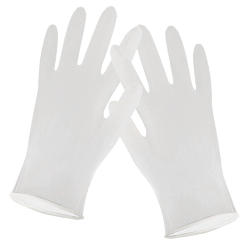 200 stuks wegwerphandschoenen van latex, wit, antislip, zuur- en alkali-laboratoriumrubber, latex handschoenen, schoonmaakmiddelen voor huishoudelijk gebruik