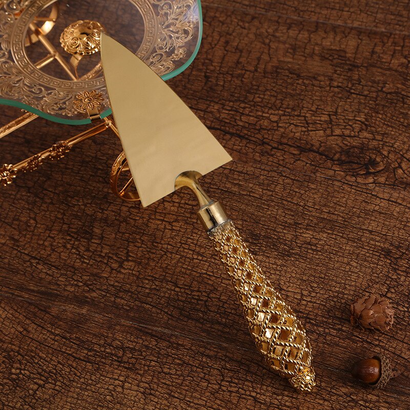 Utensilios de cocina occidental para hornear, juego de de boda de dos piezas con mango hueco, pala triangular para pizza, pastel, cuchillo de postre