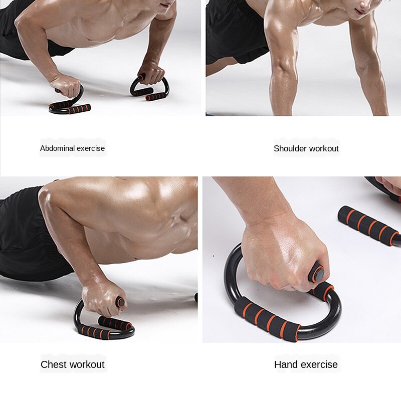 1 Pair S-shaped Push Up Bars with Comfortable Non-Slip Foam Grip Body Building Exercise Equipment for Home Gym Strength Workouts