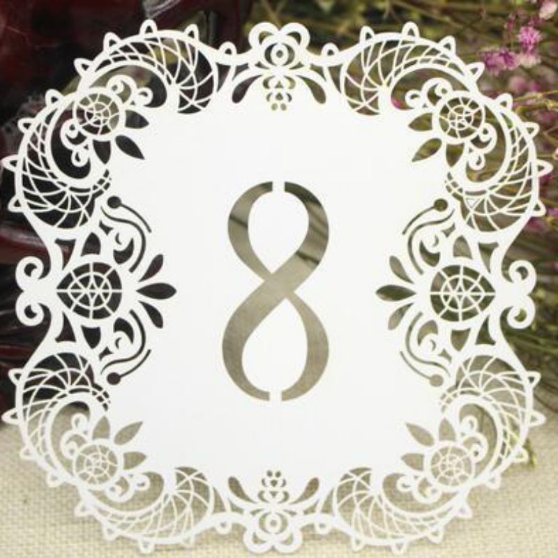 10 Uds perla papel cortado Mesa número tarjeta dirección señal lugar tarjetas boda decoración de banquetes de *