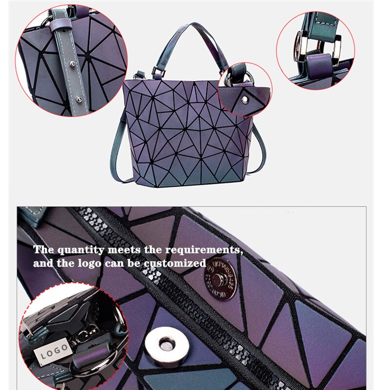 Mode Vrouwen Handtassen Tas Set Crossbody Tassen Voor Vrouwen Geometrische Lichtgevende Schoudertas Vrouwelijke Handtas En Portemonnee Draagtas